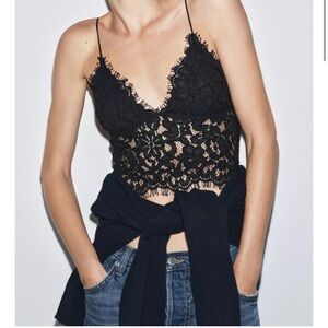 Zara Lace Embroidered Crop Top